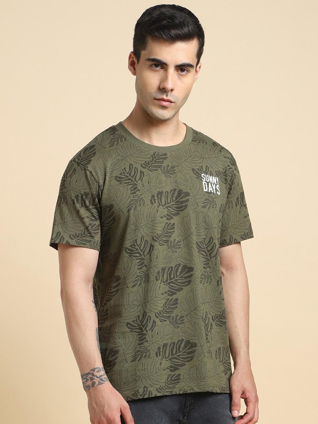 

Dennis Lingo Floral Printed Slim Fit T-shirt, Olive