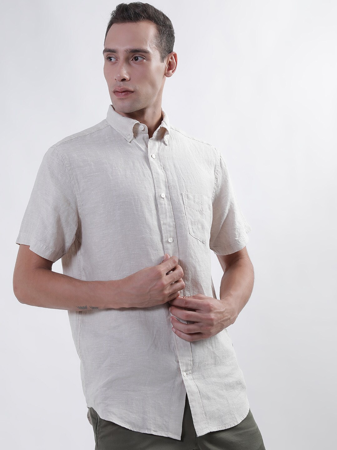 

GANT Button-Down Collar Casual Shirt, Beige