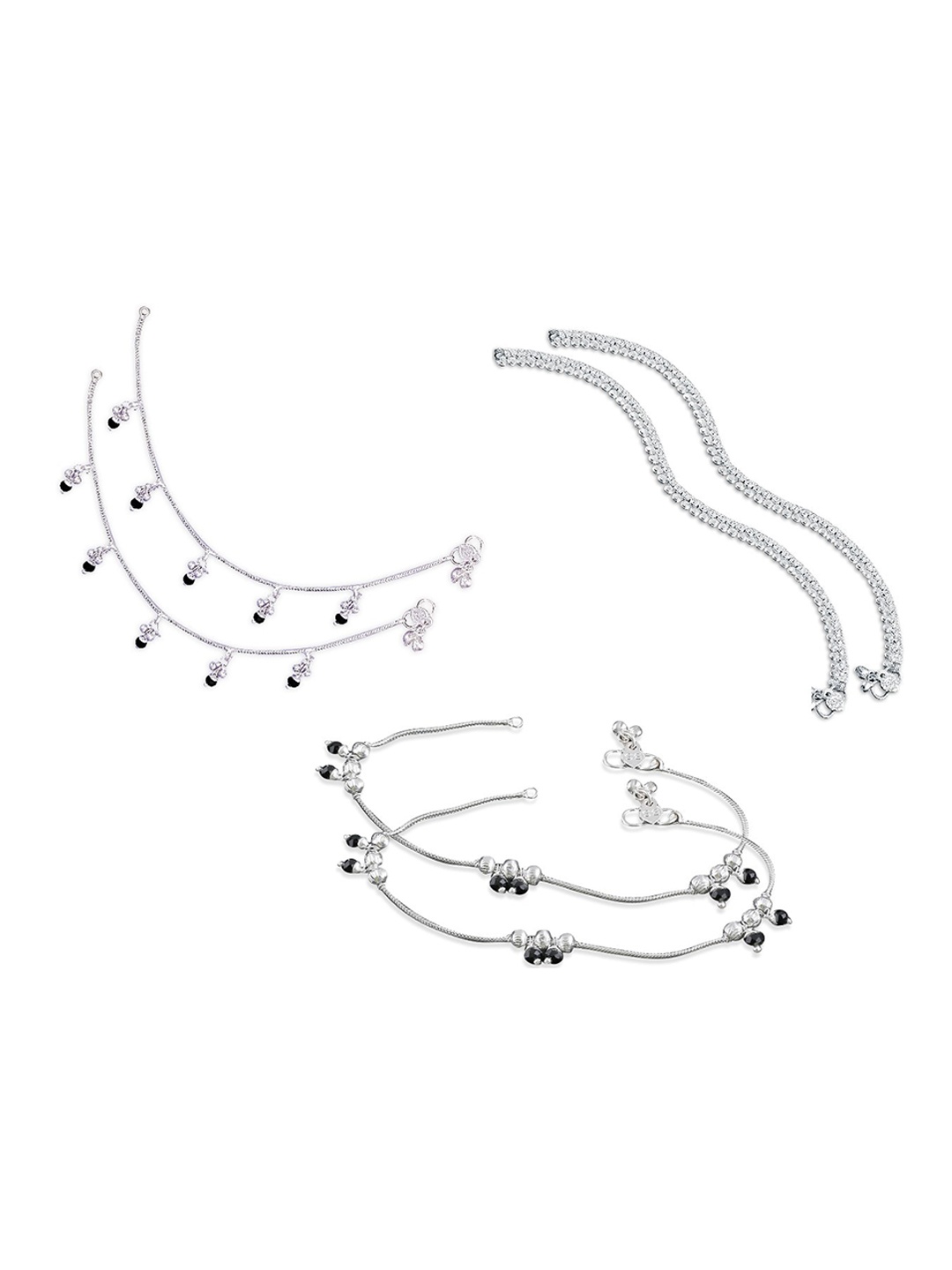 

RUHI COLLECTION Set Of 6 Silver-Plated Intricate Textured Anklets