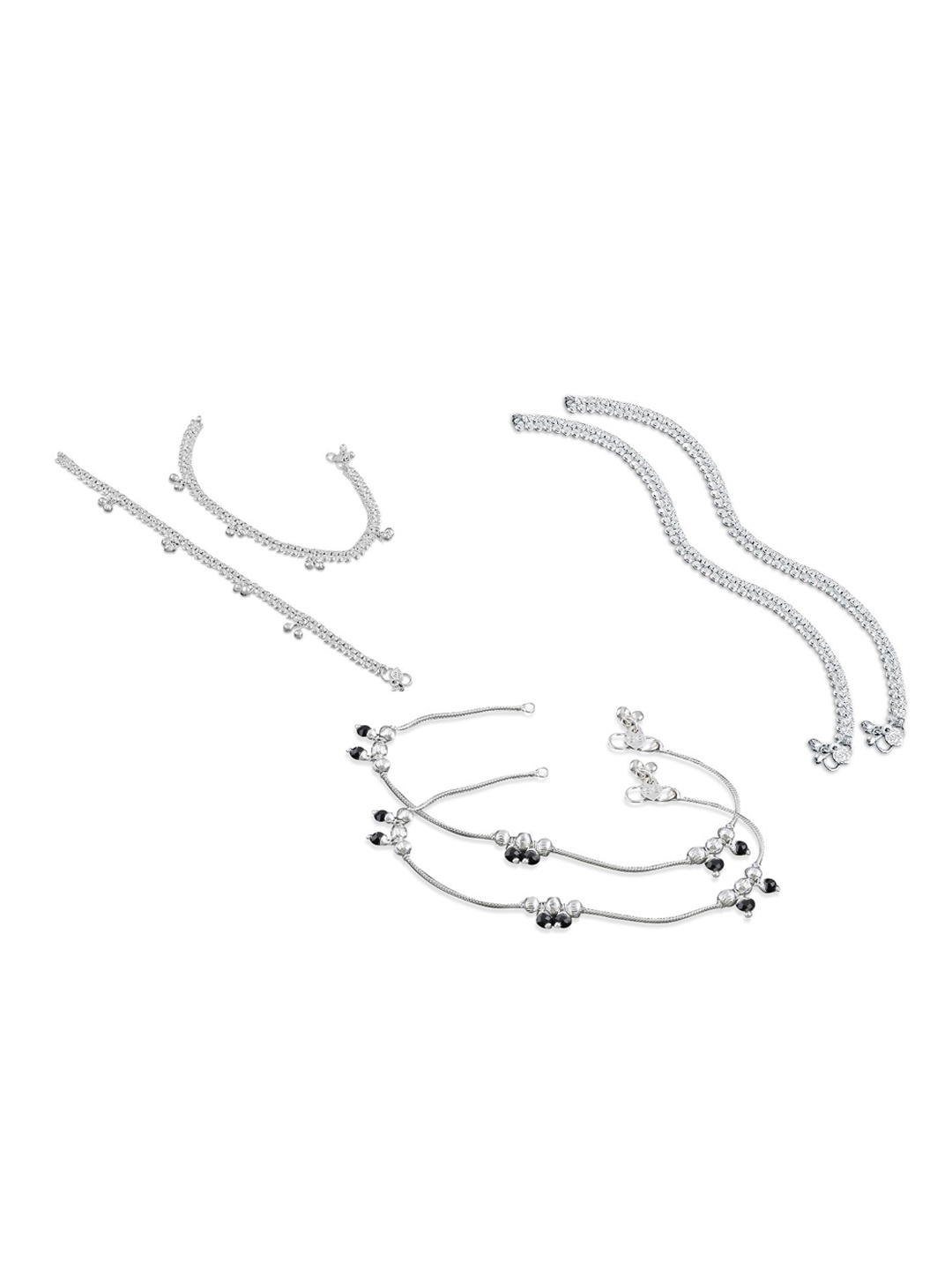 

RUHI COLLECTION Set Of 2 Silver-Plated Intricate Textured Anklets