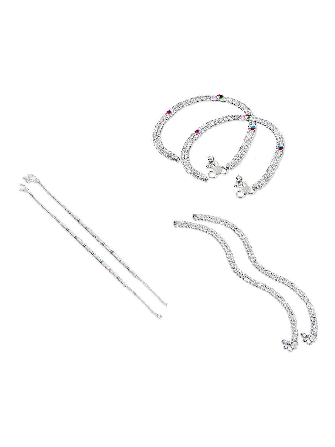 

RUHI COLLECTION Set Of 6 Silver-Plated Anklets