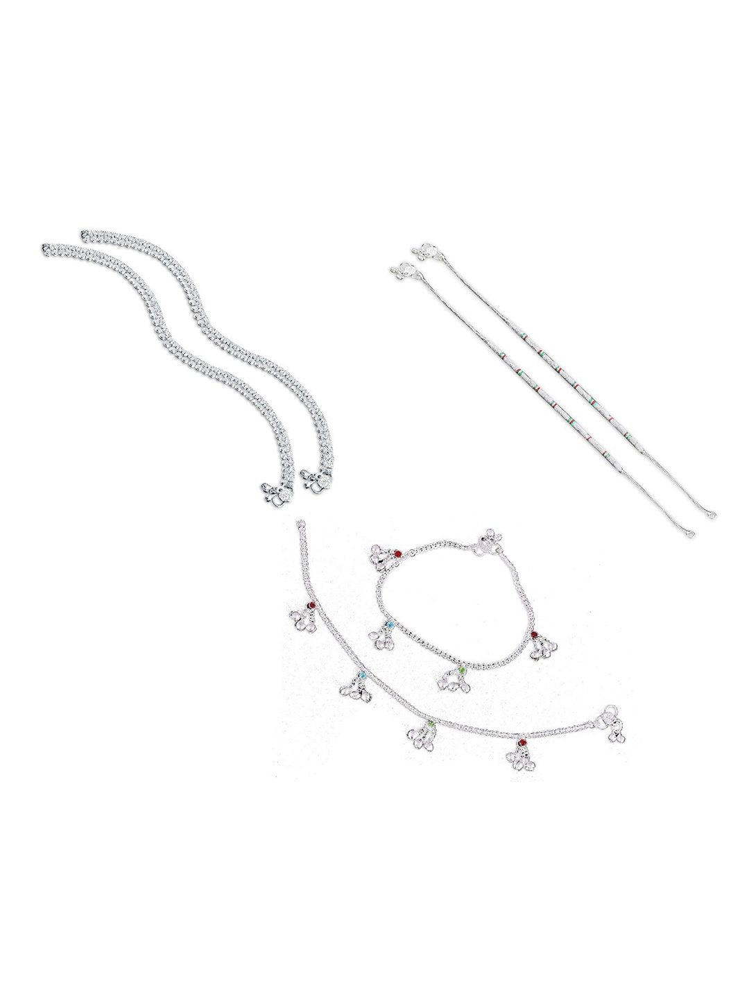 

RUHI COLLECTION Set Of 6 Silver-Plated Anklets