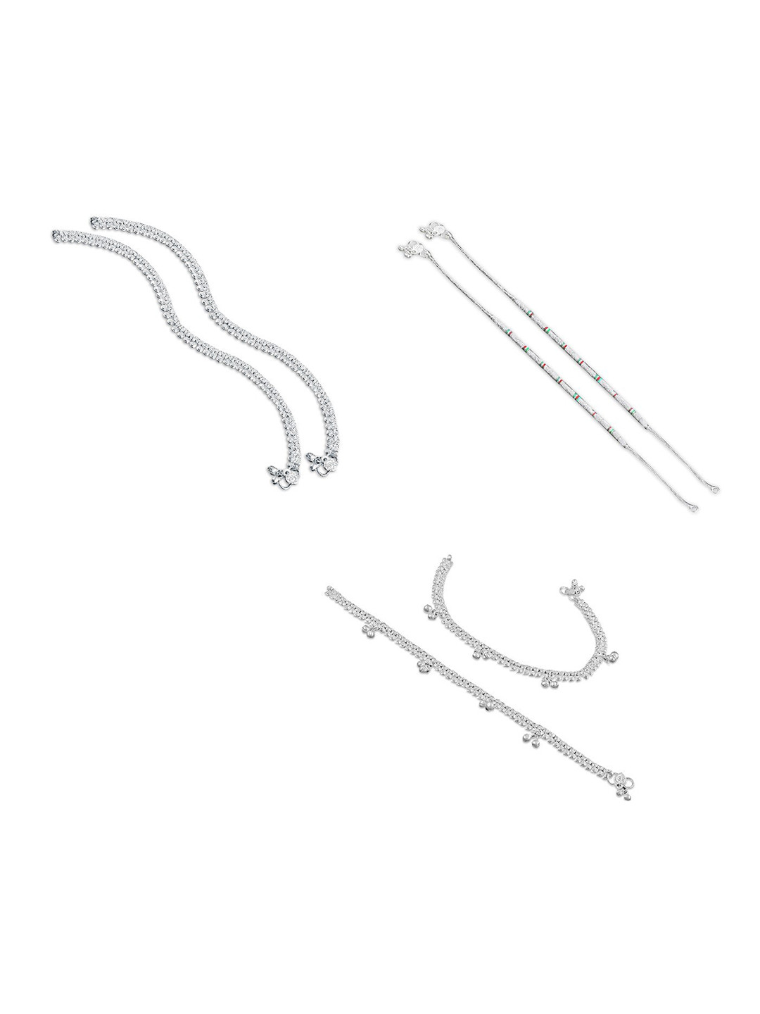 

RUHI COLLECTION Set Of 6 Silver-Plated Anklets