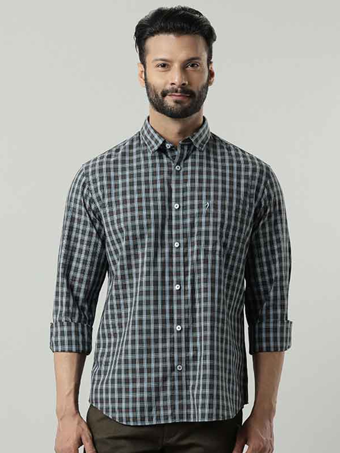 

Indian Terrain Chiseled Slim Fit Tartan Checked Casual Shirt, Green