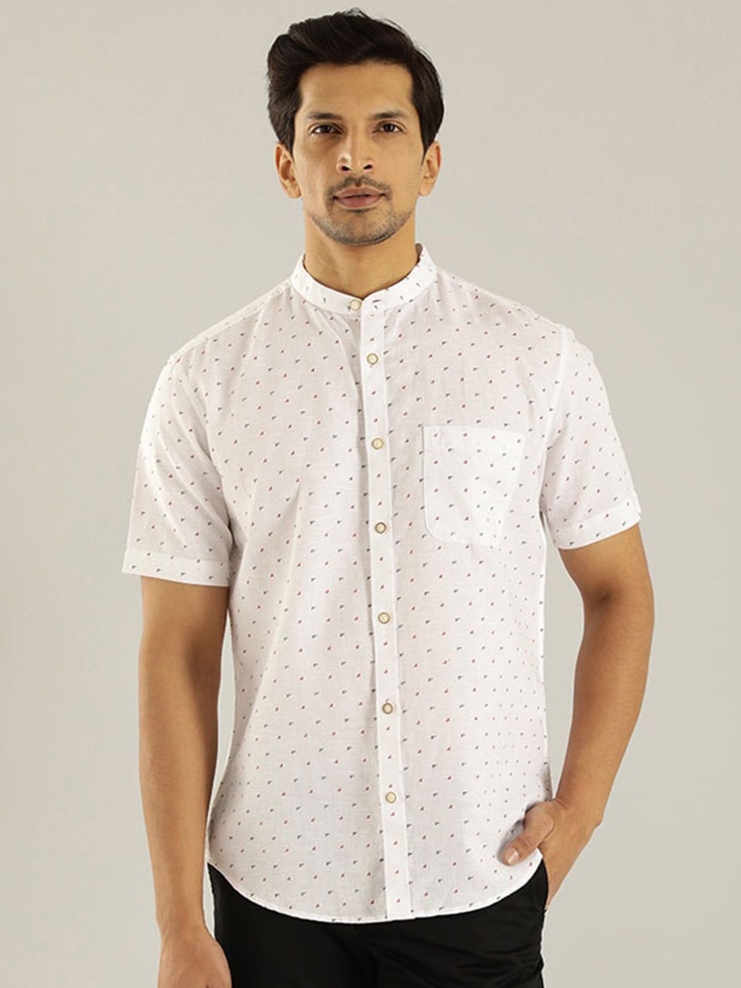 

Indian Terrain Chiseled Slim Fit Geometric Printed Casual Shirt, White