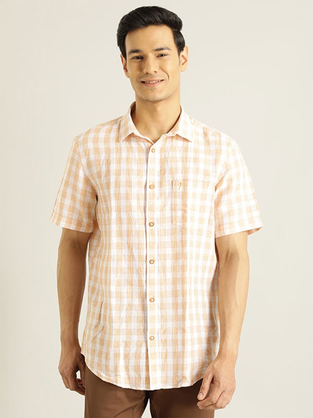 

Indian Terrain Chiseled Slim Fit Tartan Checked Casual Shirt, Yellow