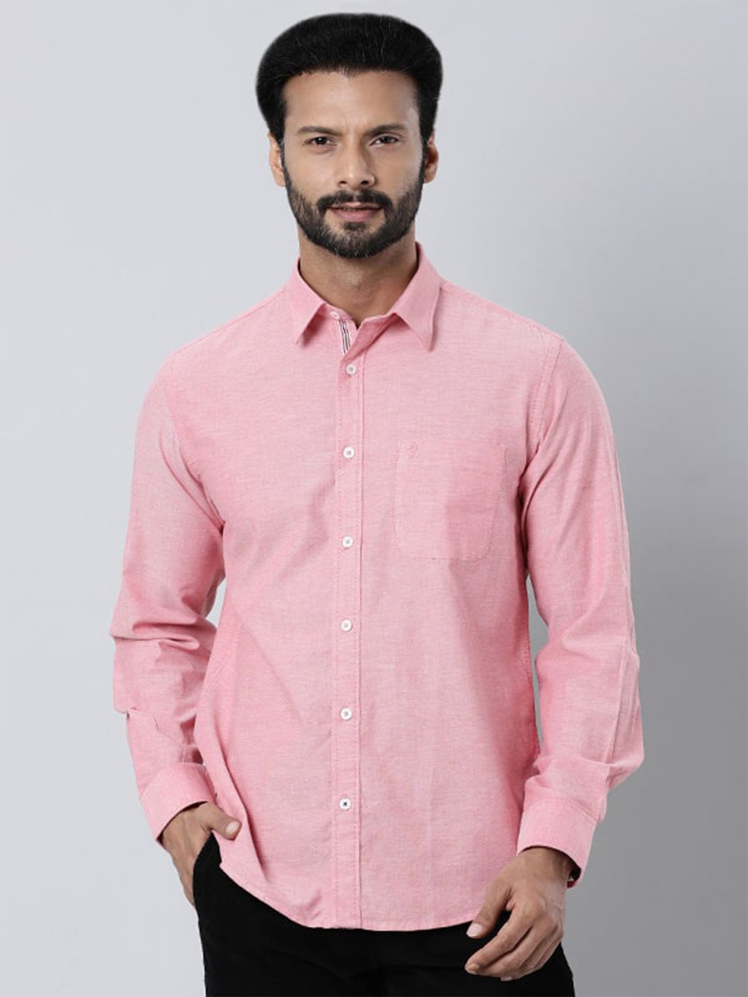 

Indian Terrain Chiseled Slim Fit Micro Checked Casual Pure Cotton Shirt, Red