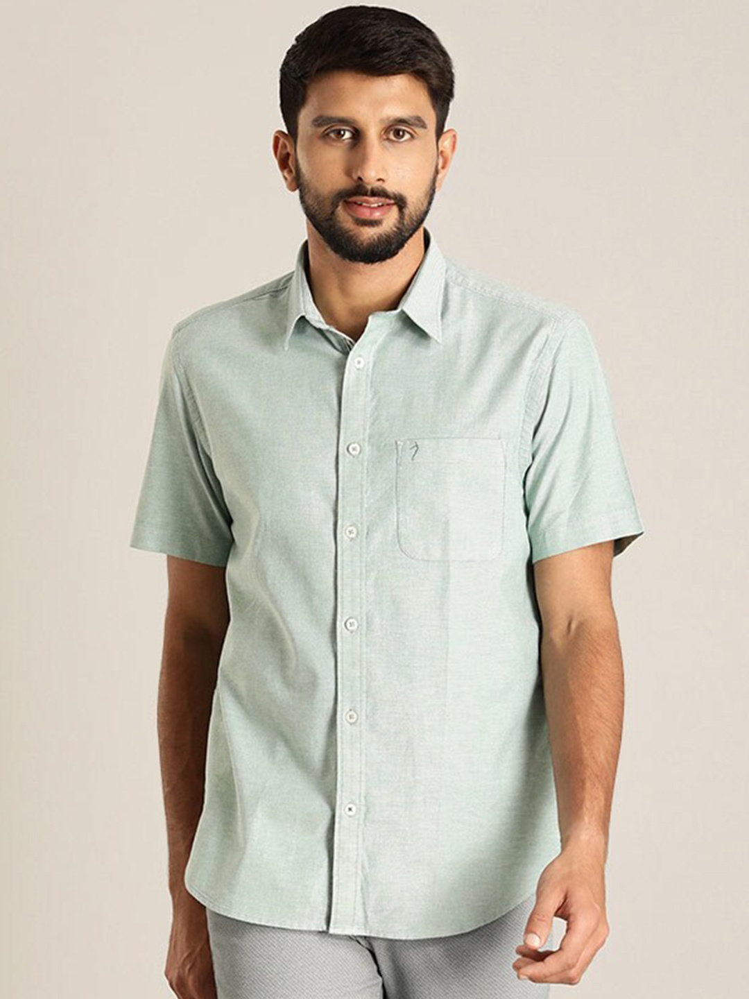 

Indian Terrain Chiseled Slim Fit Casual Shirt, Green