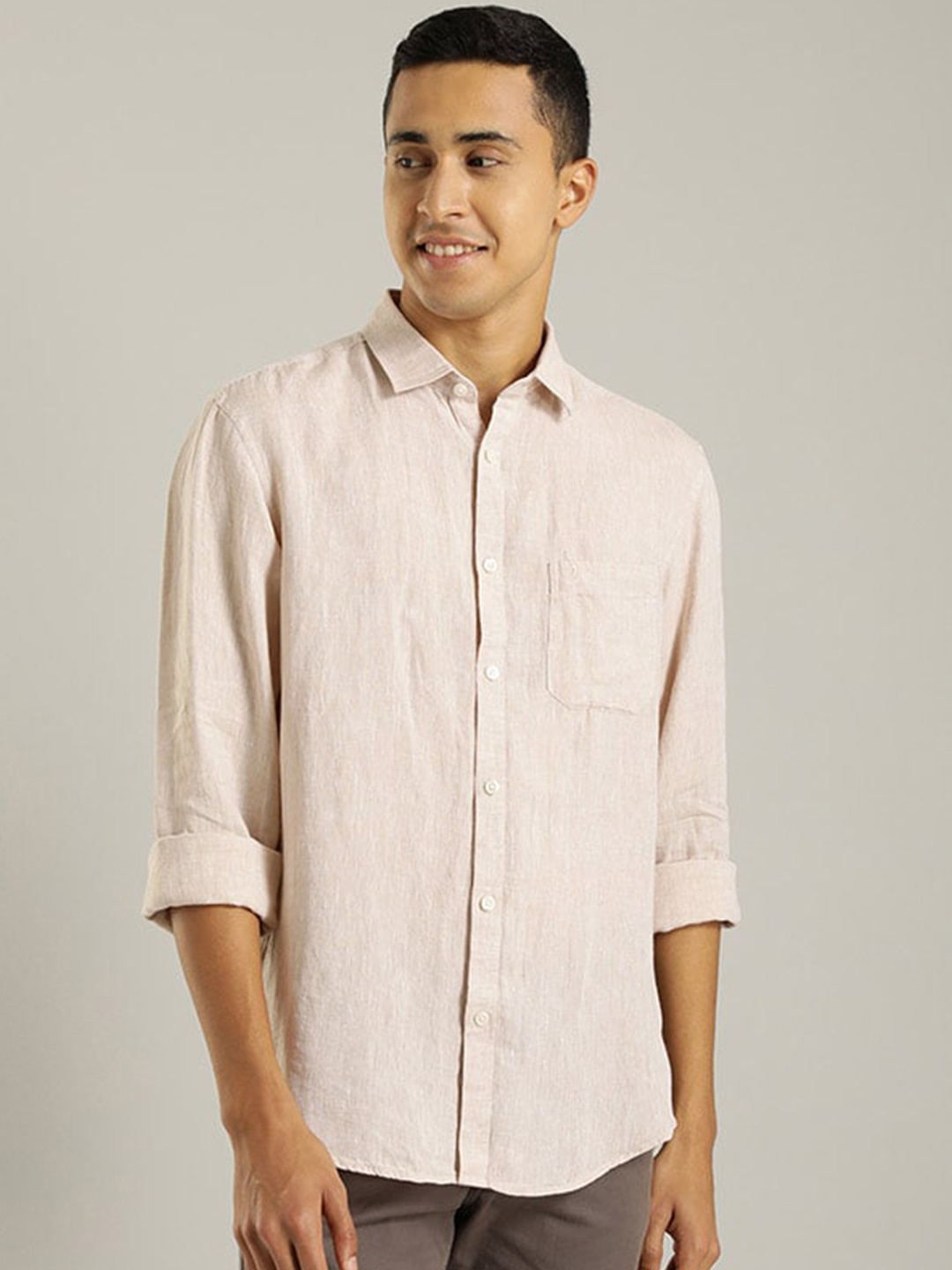 

Indian Terrain Chiseled Slim Fit Cotton Casual Shirt, Cream