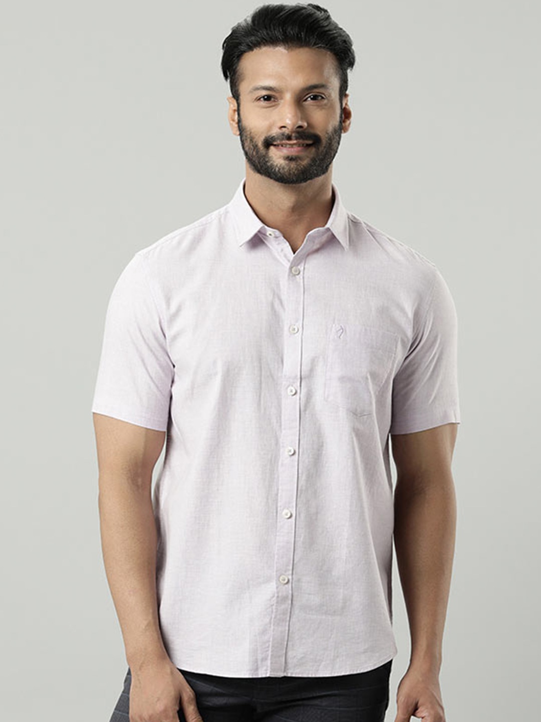 

Indian Terrain Chiseled Spread Collar Pure Cotton Slim Fit Casual Shirt, Purple