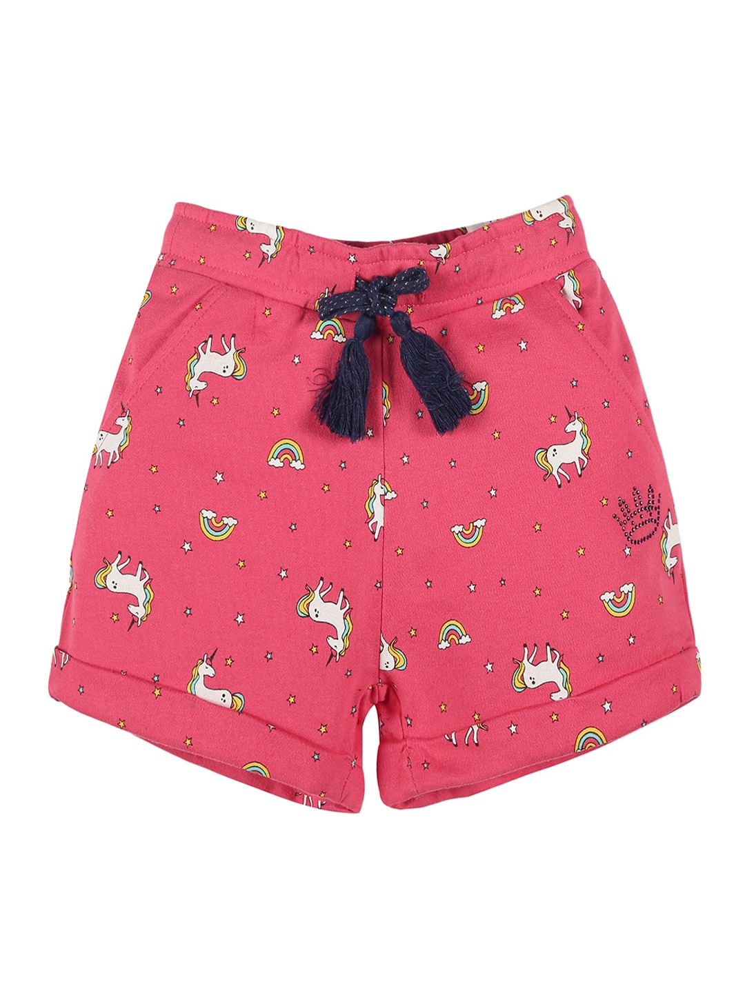 

PLUM TREE Girls Conversational Printed Pure Cotton Shorts, Maroon