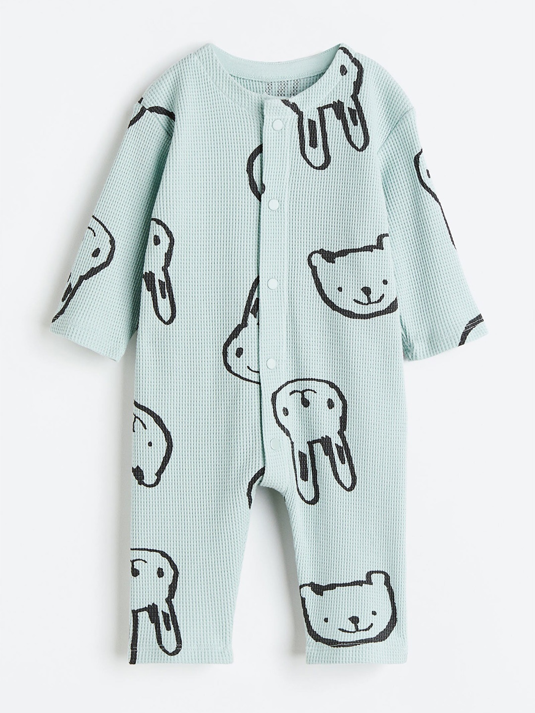 

H&M Boys Pure Cotton Patterned Romper Suit, Green