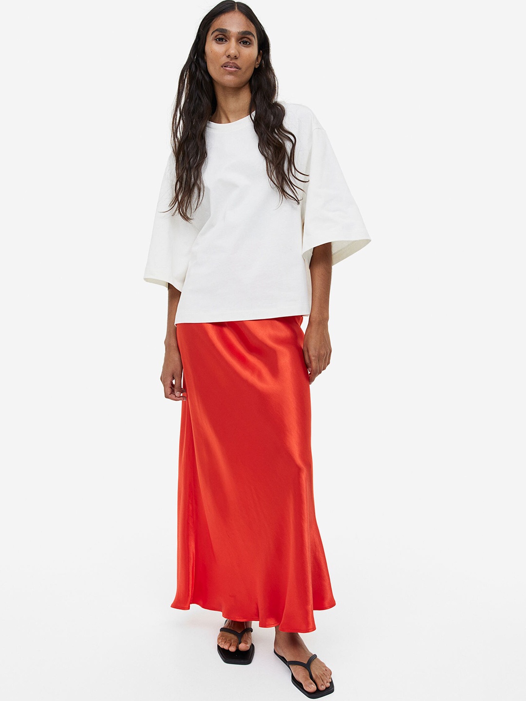 

H&M Satin Skirt, Red