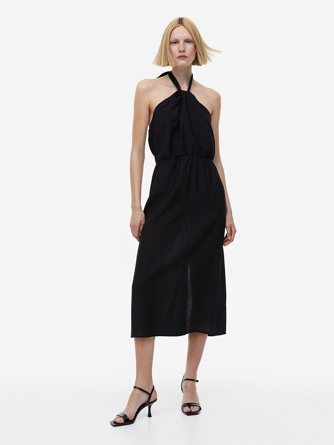 

H&M Draped Halterneck Dress, Black