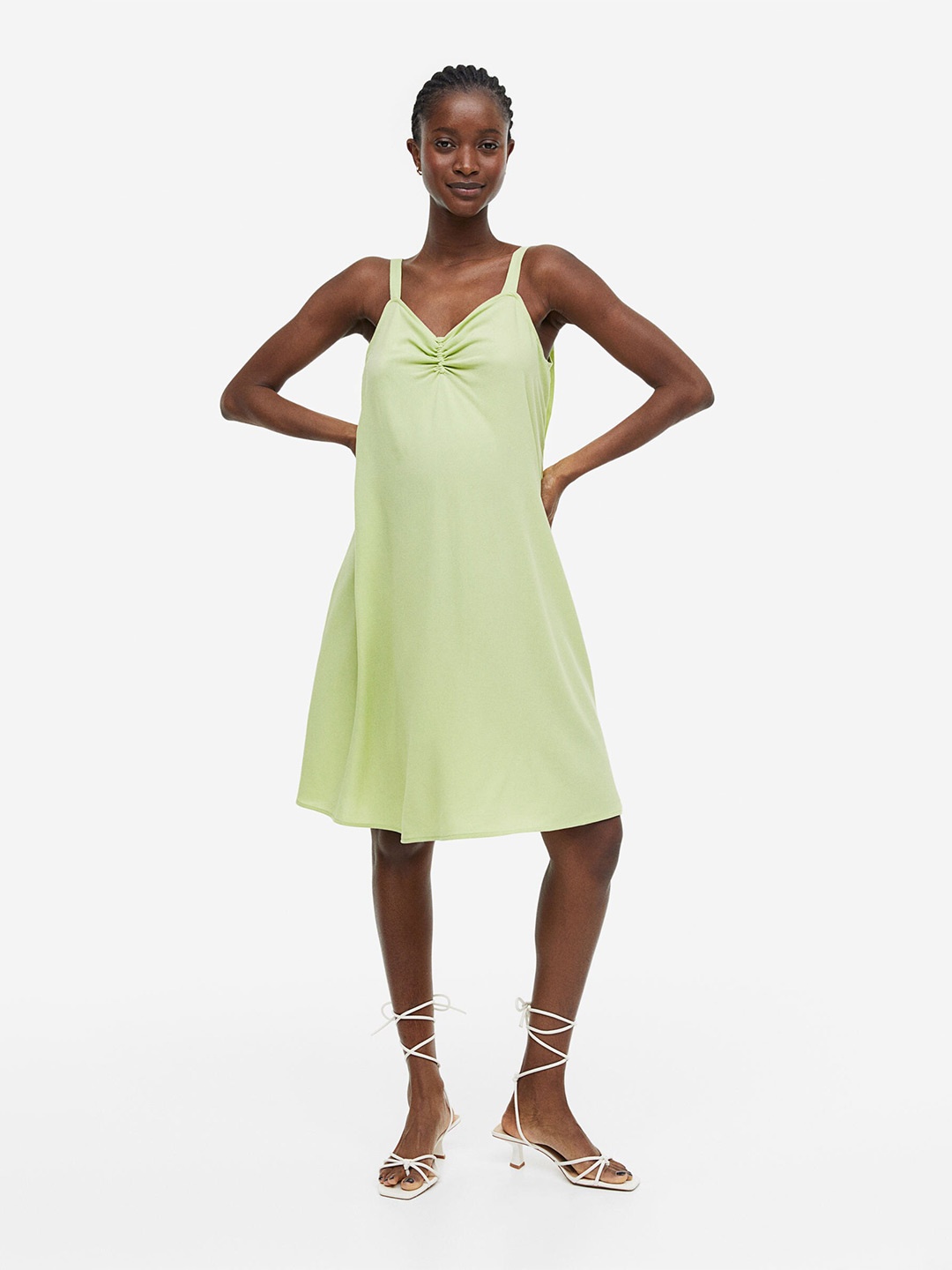 

H&M MAMA Tie-Detail Dress, Lime green