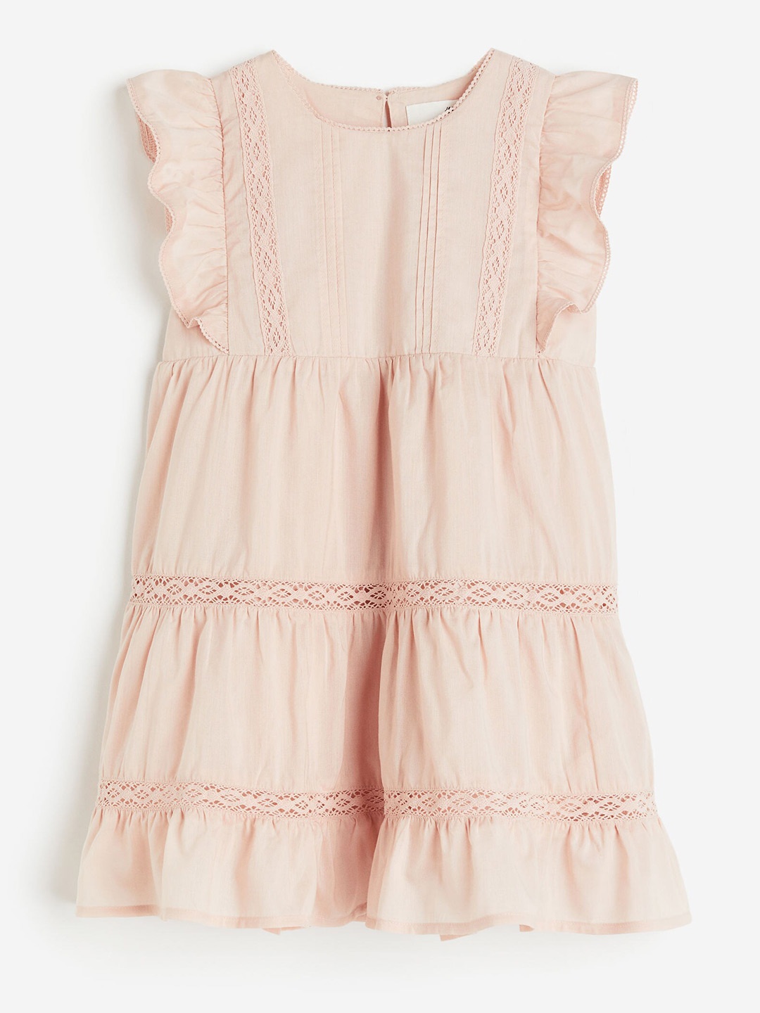 

H&M Girls Flounced Lace-Detail Dress, Pink