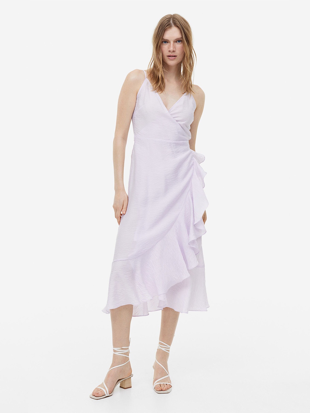 

H&M Flounce-Trimmed Wrap Dress, Lavender