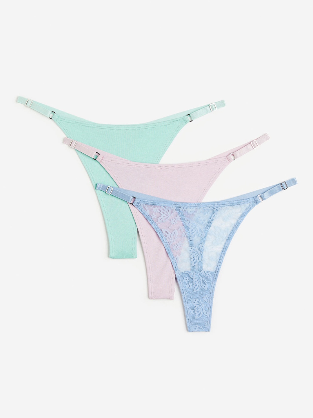 

H&M Women 3-Pack Cotton Thong Briefs, Blue