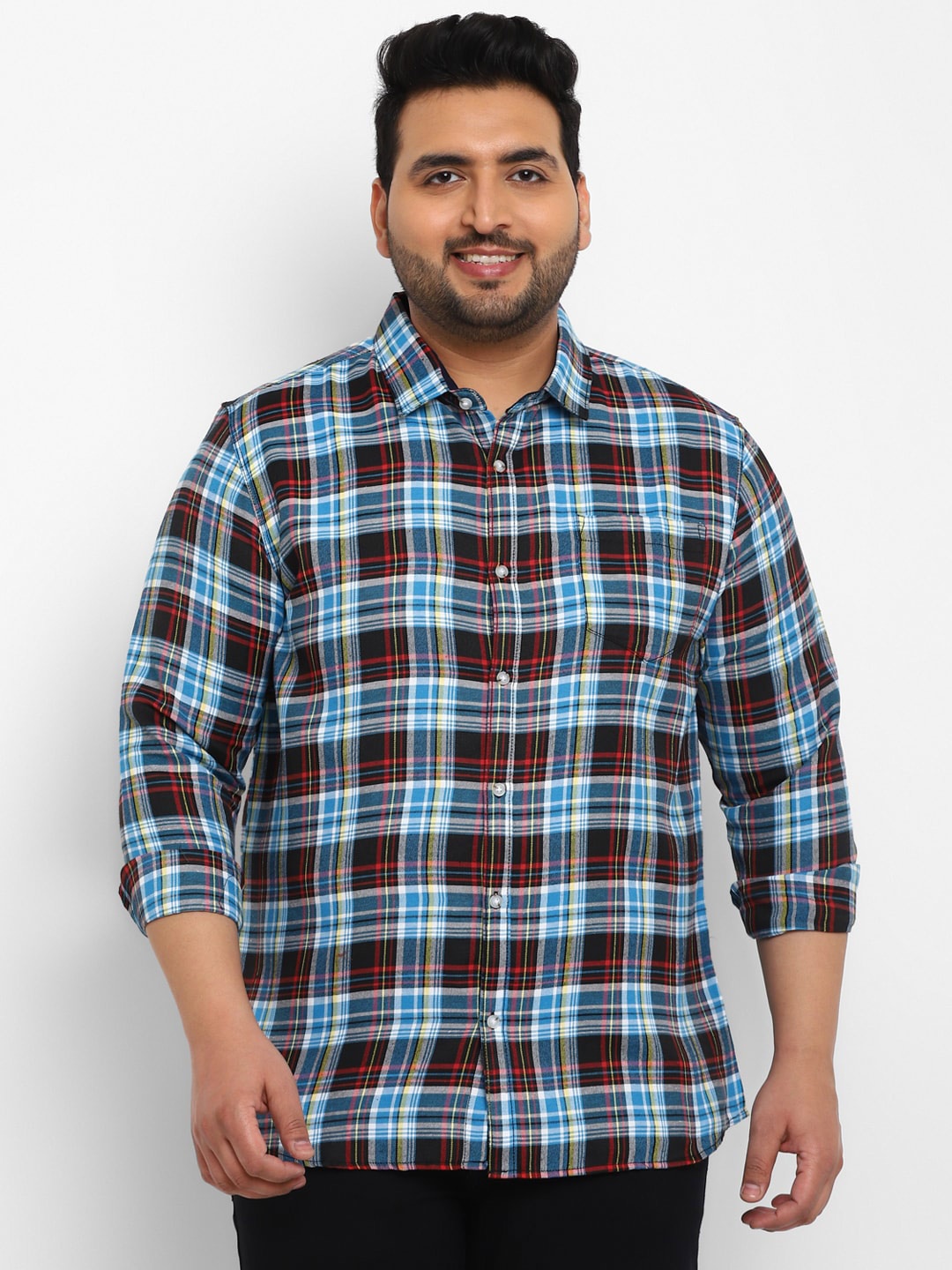 

Urbano Plus Men Tartan Checked Casual Shirt, Blue