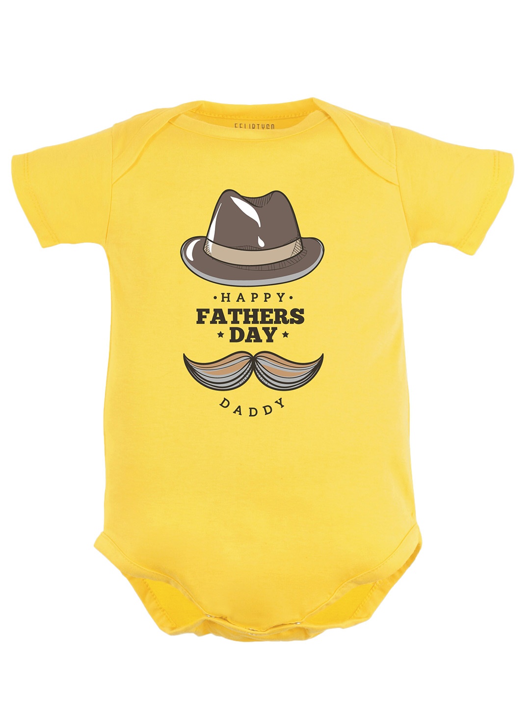 

FFLIRTYGO Infants Fathers Day Printed Pure Cotton Extra Comfort Romper, Yellow