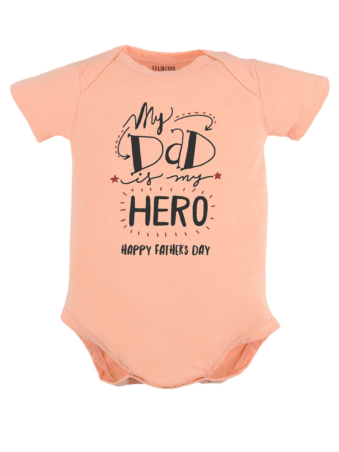

FFLIRTYGO Infants Typography Printed Pure Cotton Bodysuit, Peach