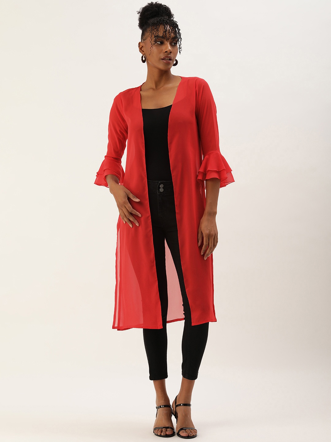 

ROVING MODE Longline Sheer Shrug, Red