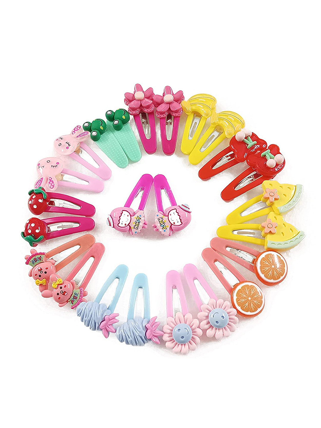 

LYTIX Girls Set of 20 Cartoon Design Tic Tac Hair Clips, Yellow