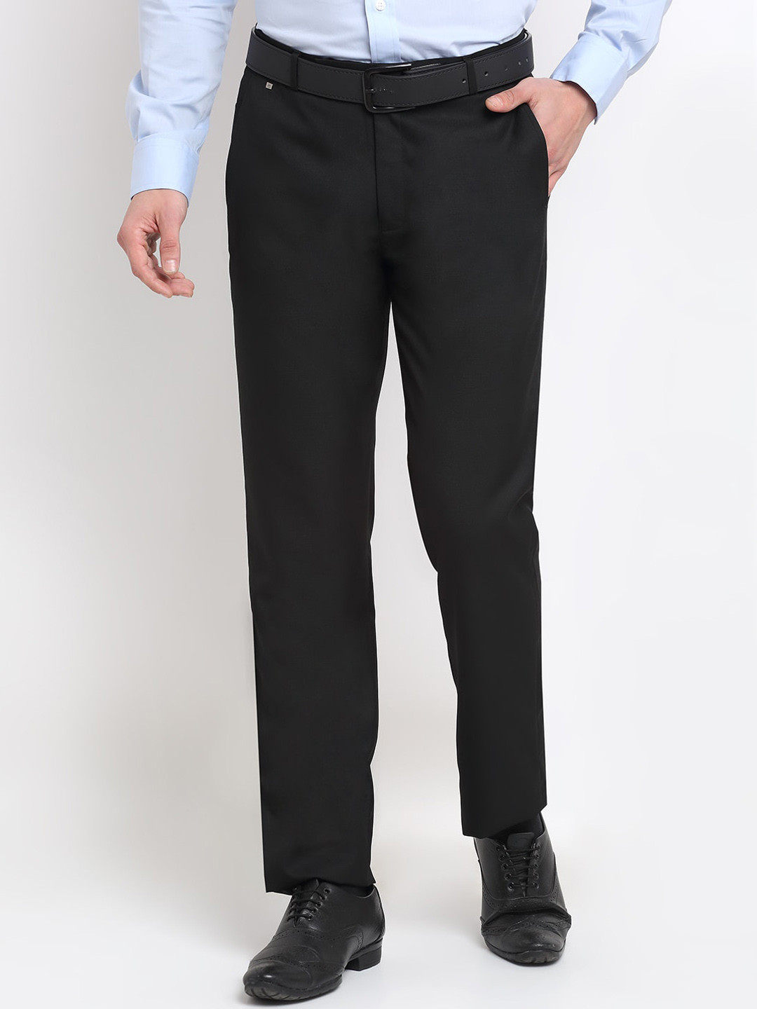 

Cantabil Men Mid-Rise Formal Trousers, Black