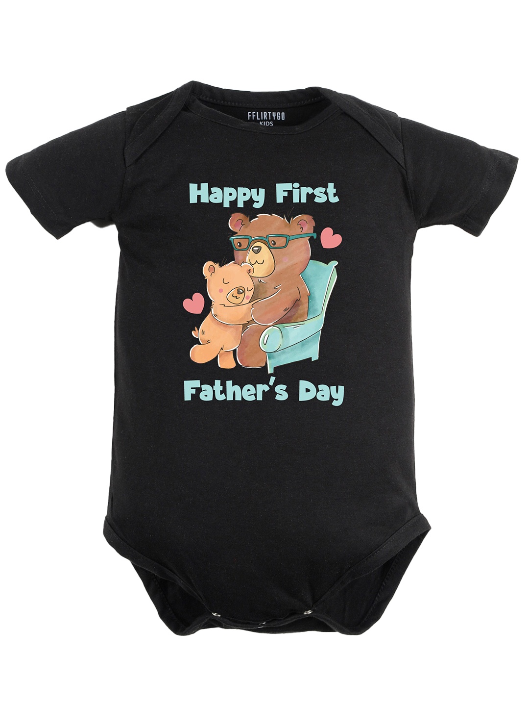 

FFLIRTYGO Infants Fathers Day Printed Pure Cotton Extra Comfort Romper, Black