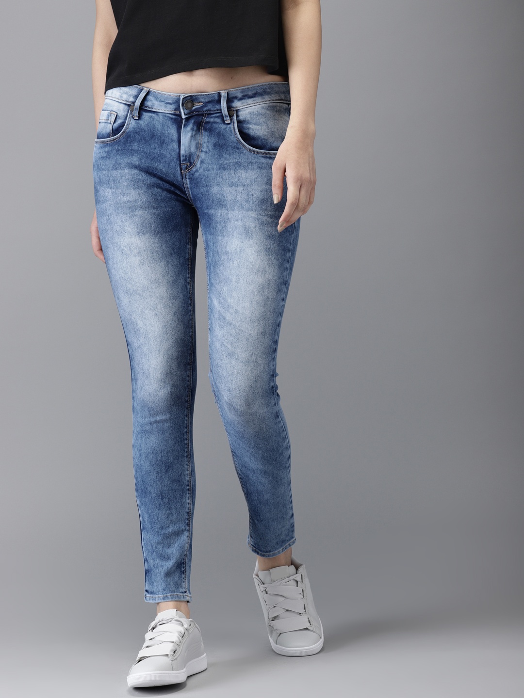 

Moda Rapido Women Blue Skinny Fit Mid-Rise Cropped Clean Look Stretchable Jeans