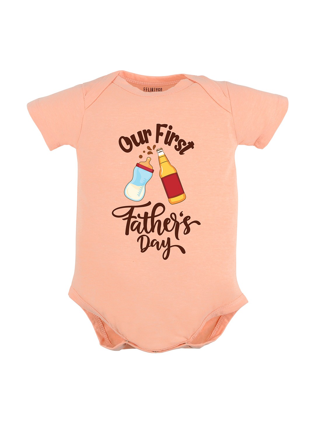

FflirtyGo Infant Kids Typography Printed Pure Cotton Bodysuit, Peach