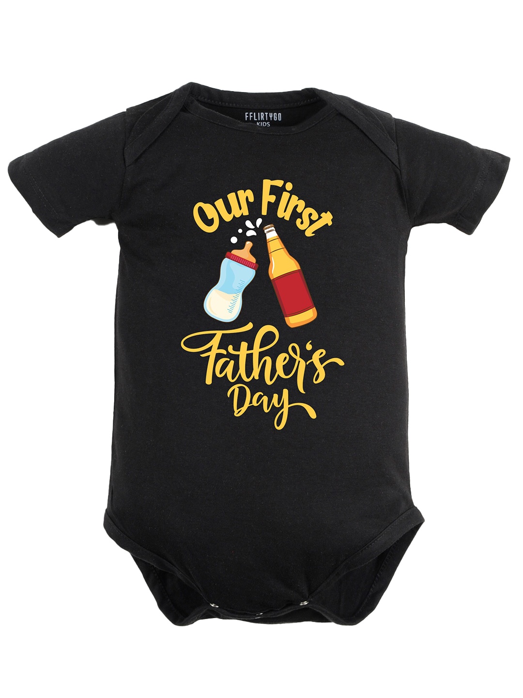 

FFLIRTYGO Infants Graphic Printed Pure Cotton Bodysuit, Black