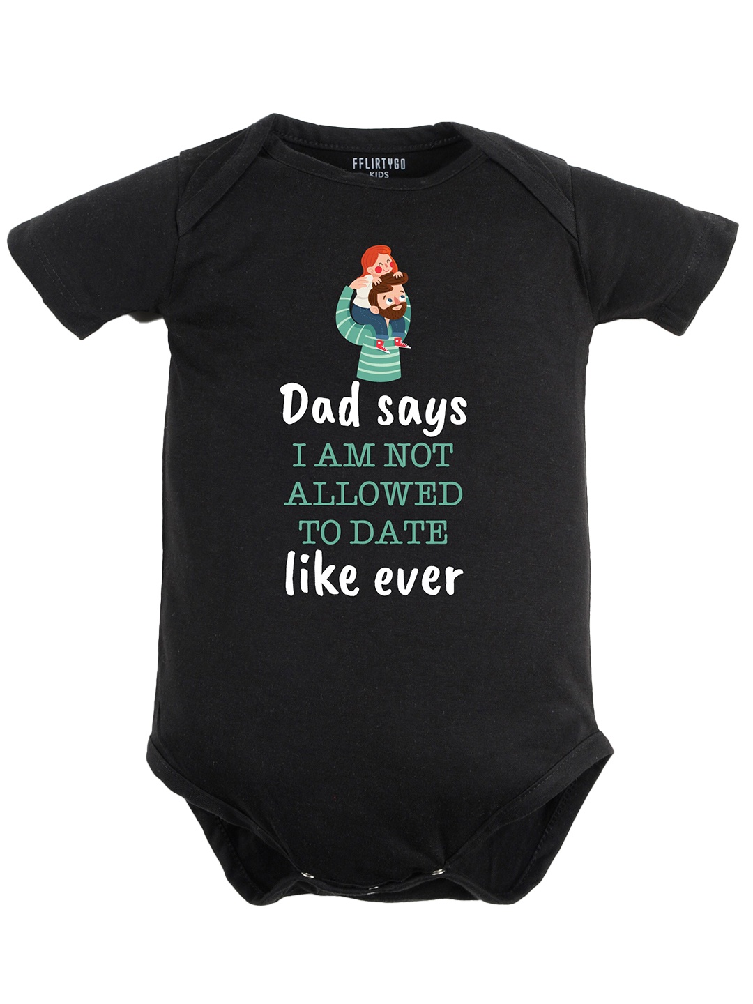 

FFLIRTYGO Infant Kids Typography Printed Pure Cotton Bodysuit, Black