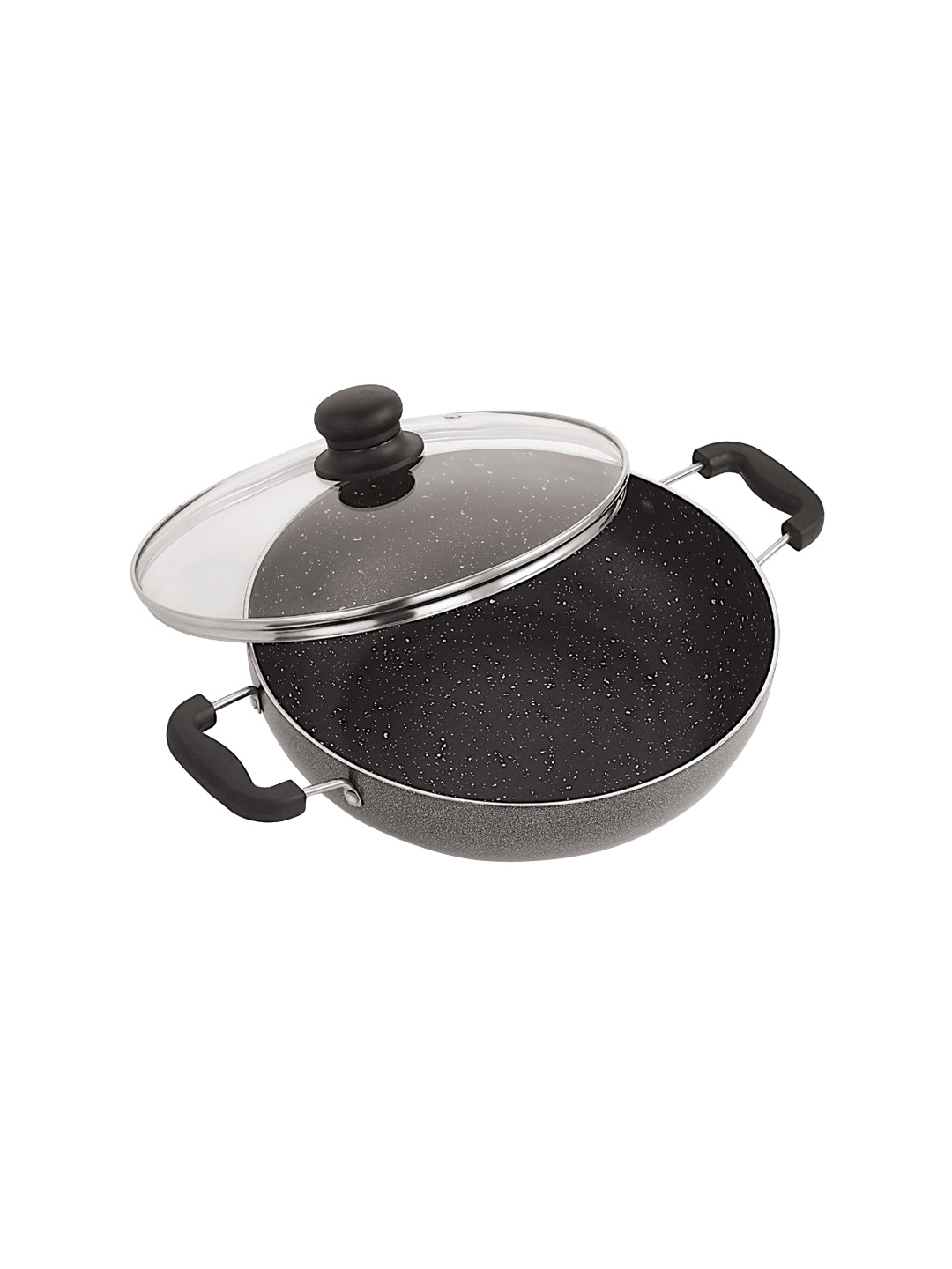 

iVBOX Grey Aluminum Induction Base Eco-Plus Non Stick Kadhai With Glass Lid- 1.2 L