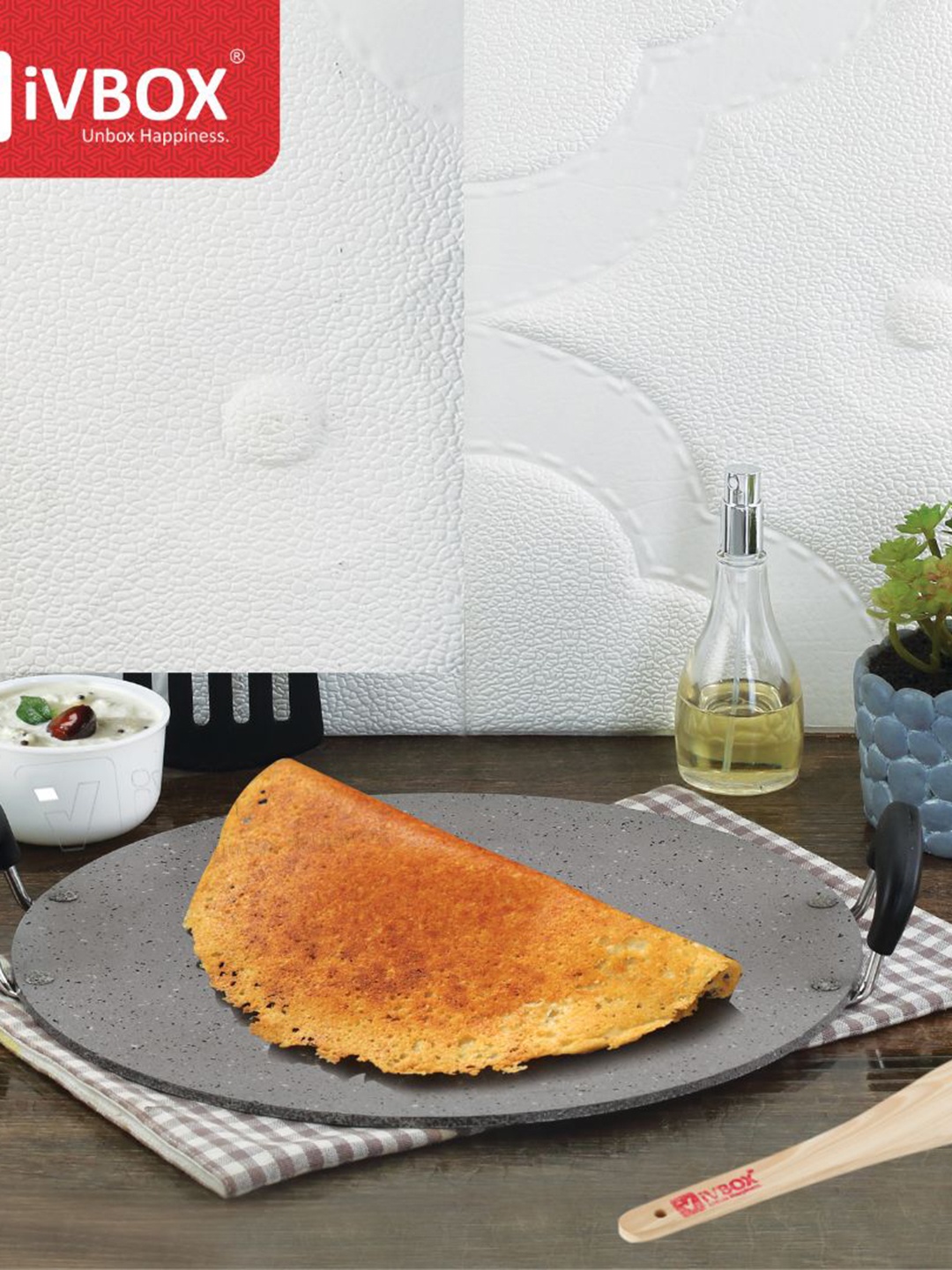 

iVBOX Lalji-Marble Saral Grey & Black Aluminum Heavy Base Dosa Tawa