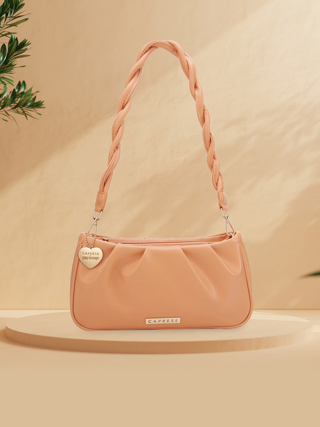 

Caprese Emily in Paris Structured shoulder Bag, Peach