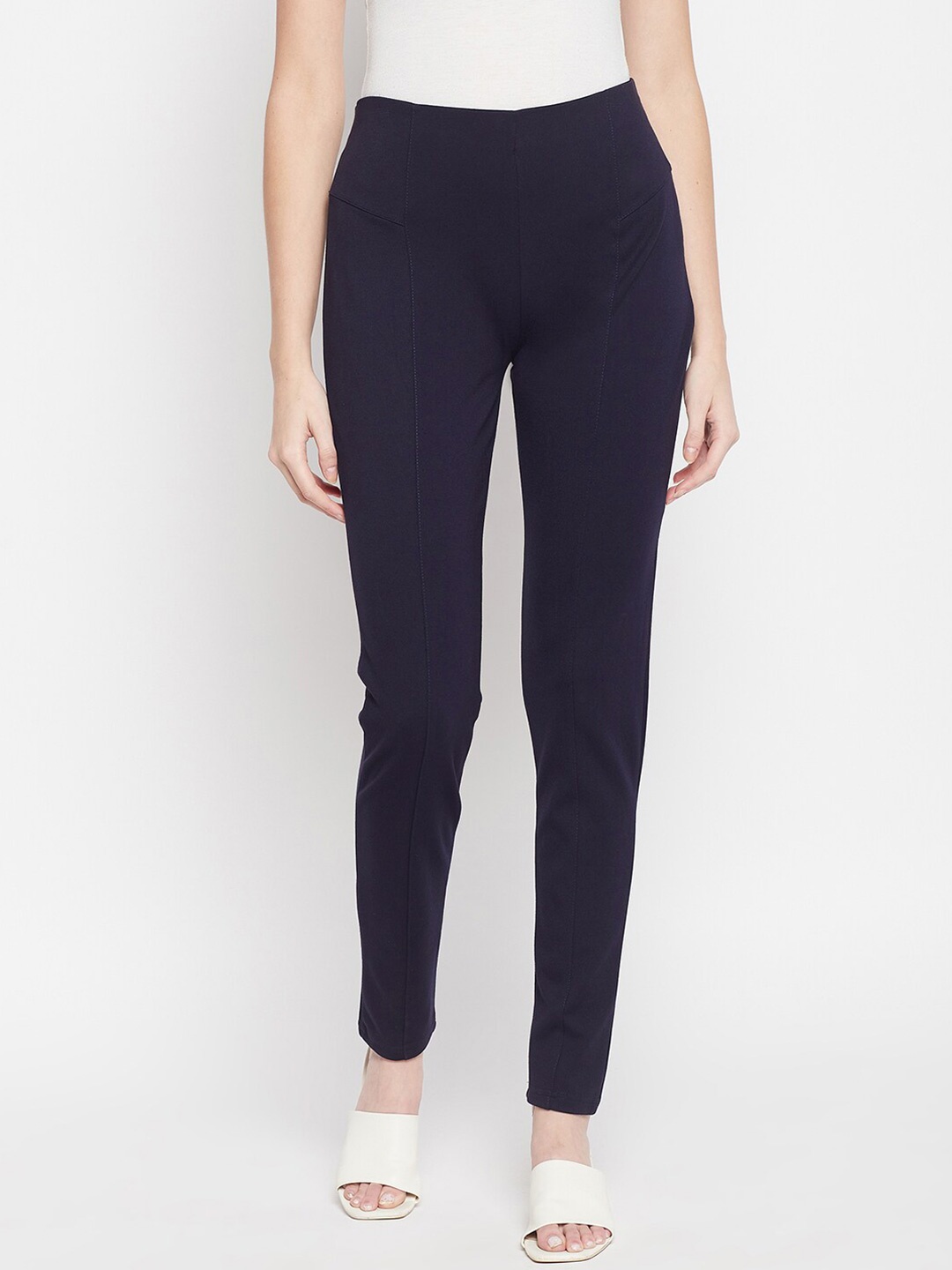 

Crozo By Cantabil Women Mid-Rise Jeggings, Navy blue