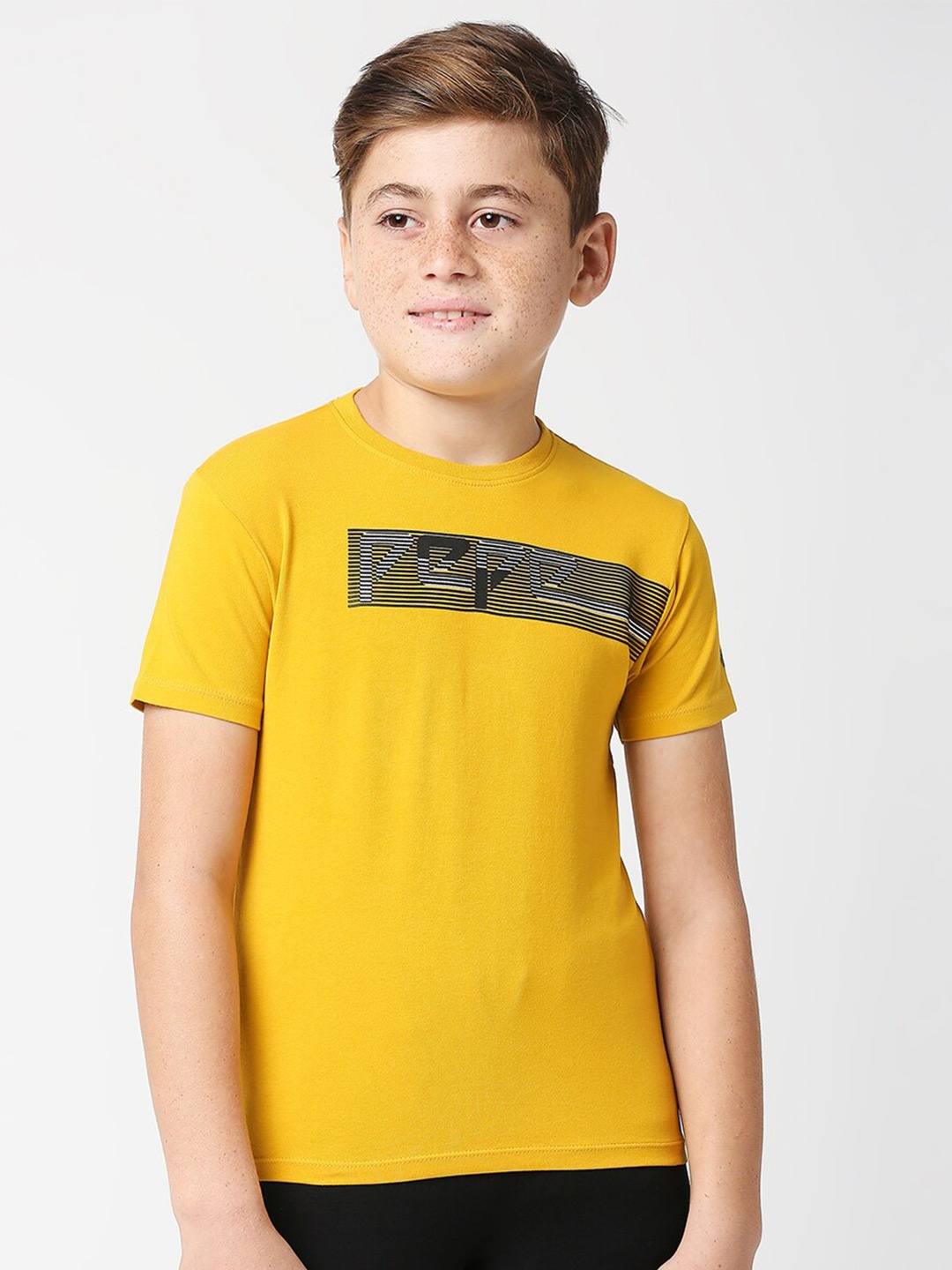 Pepe Jeans Boys Typography Printed T-shirt, Mustard