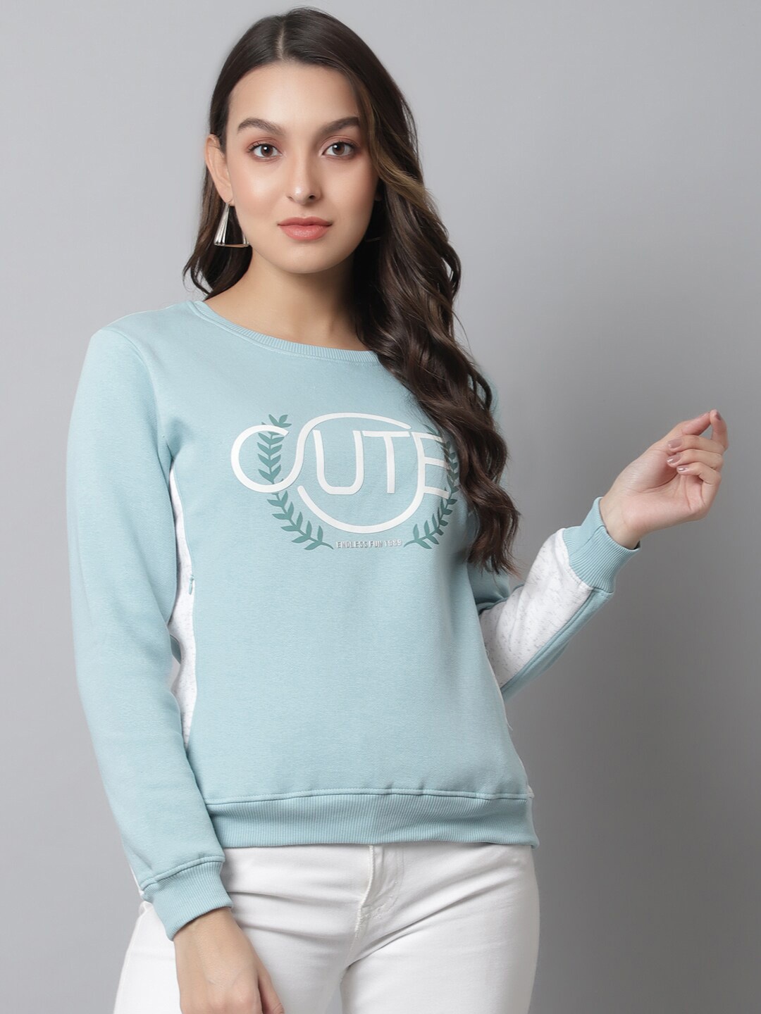 

Cantabil Printed Fleece Sweatshirt, Blue