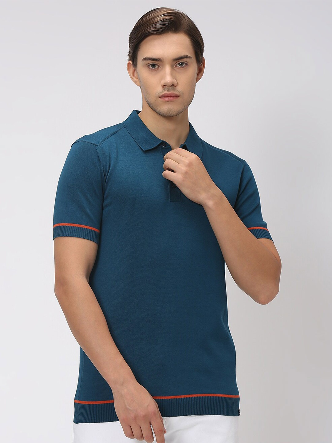 

Mufti Polo Collar Cotton T-shirt, Teal