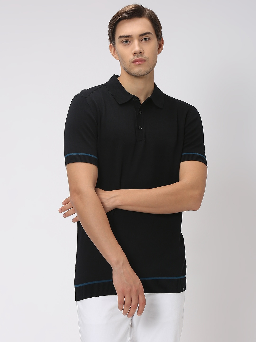 

Mufti Polo Collar Cotton T-shirt, Black