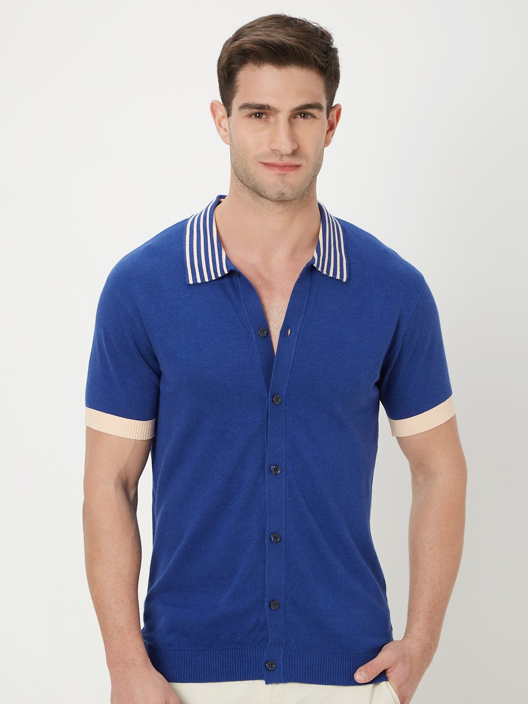 

Mufti Short Sleeves Slim Fit Pure Cotton Shirt, Blue