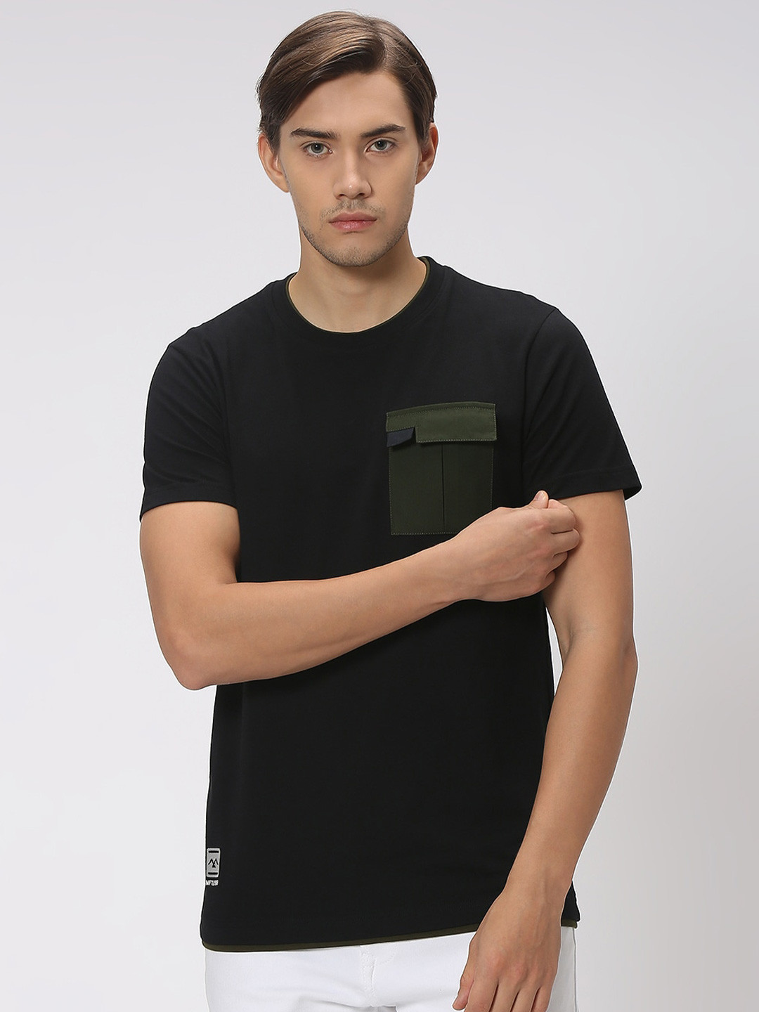 

Mufti Round Neck Cotton T-shirt, Black