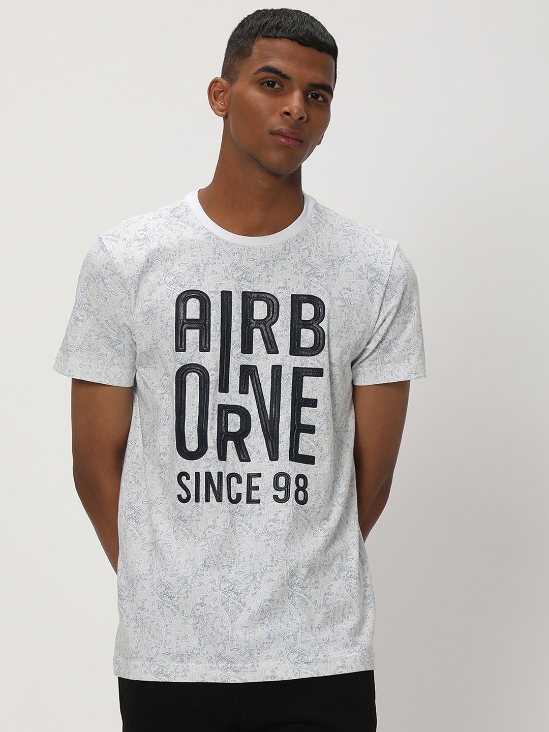 

Mufti Typography Printed Slim Fit Pure Cotton T-shirt, White