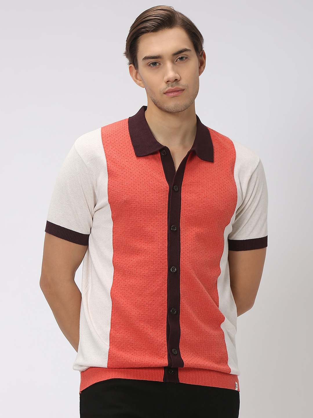 

Mufti Colourblocked Cotton T-shirt, Red