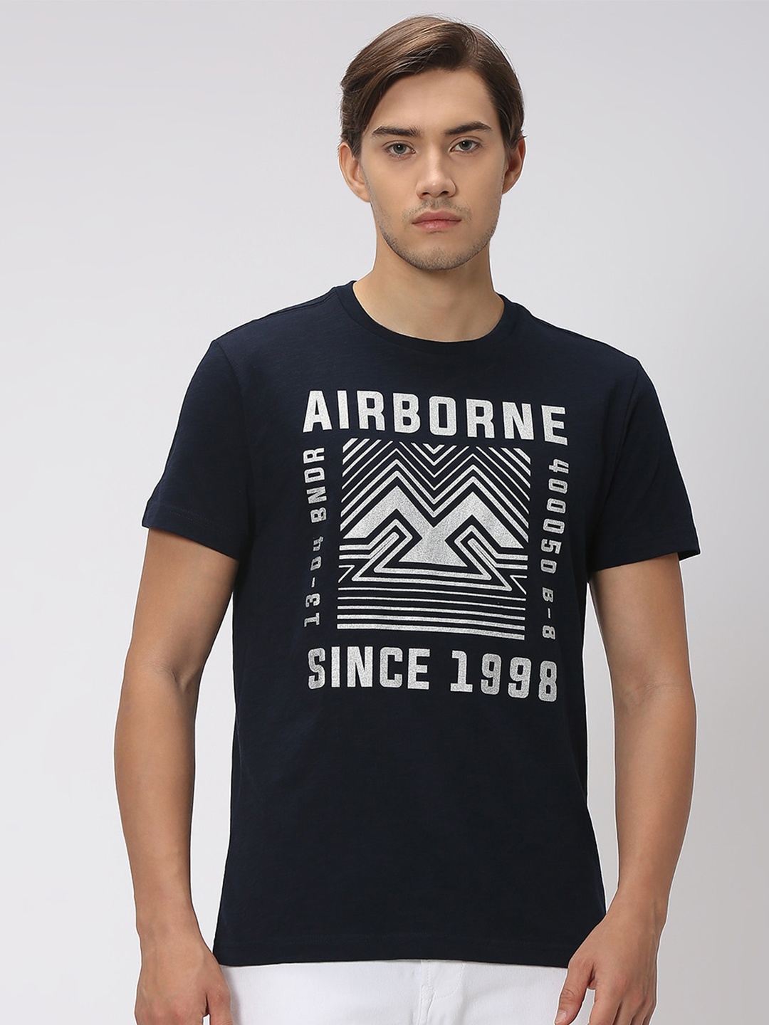 

Mufti Graphic Printed Cotton T-shirt, Navy blue