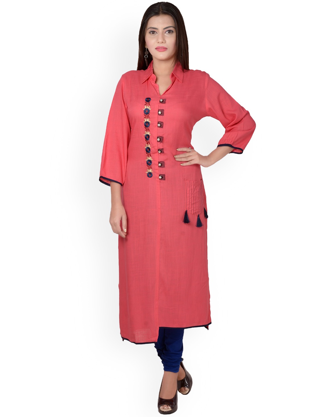 

METRO-FASHION Floral Embroidered Kurta, Pink