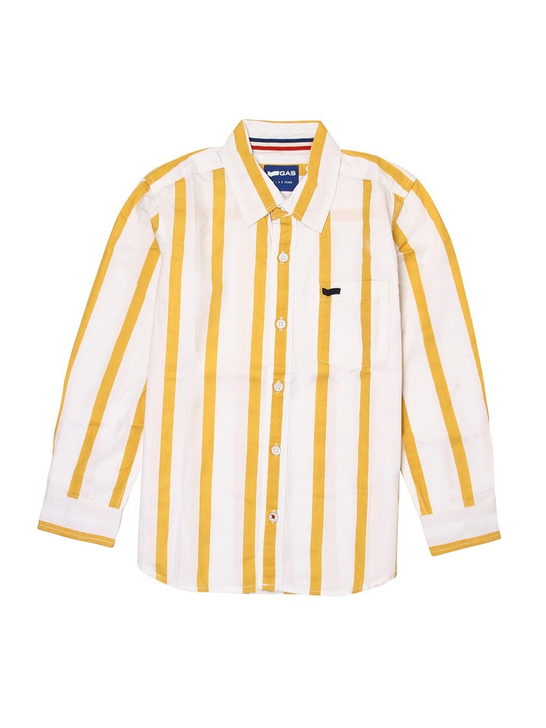 

GAS Boys Striped Spread Collar Cotton Casual Shirt, Yellow