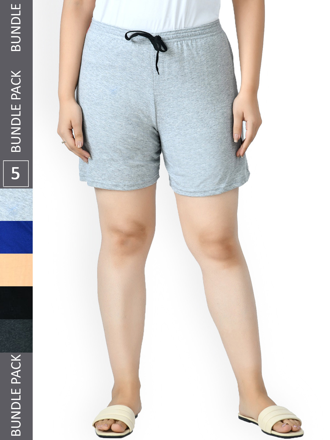 

IndiWeaves Women Pack of 5 Pure Cotton Shorts, Grey