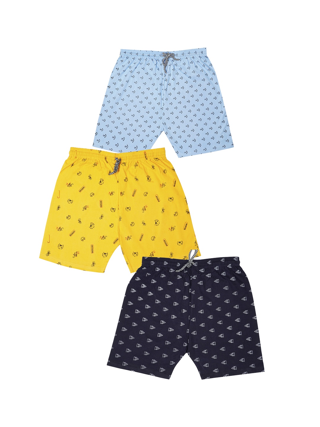 

FASLA Boys Pack Of 3 Conversational Printed Pure Cotton Shorts, Yellow